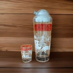 Vintage Drink Shaker and Shot Glass